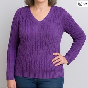 Croft & Barrow Women's Deep Purple V-Neck Sweater